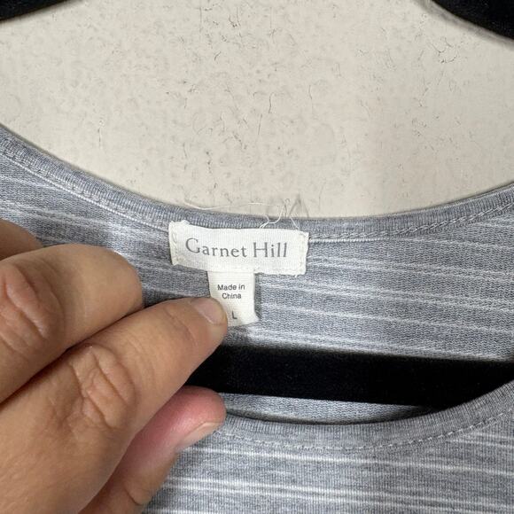 Garnet Hill Large Swing Mini Shift Dress Gray Tencel Blend Pinstriped 3/4 Sleeve - Picture 7 of 8